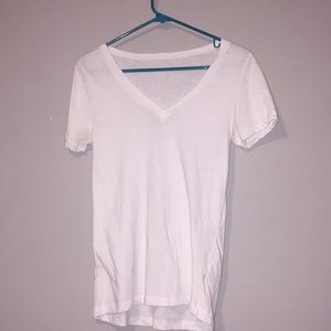 Women’s plain white V-neck